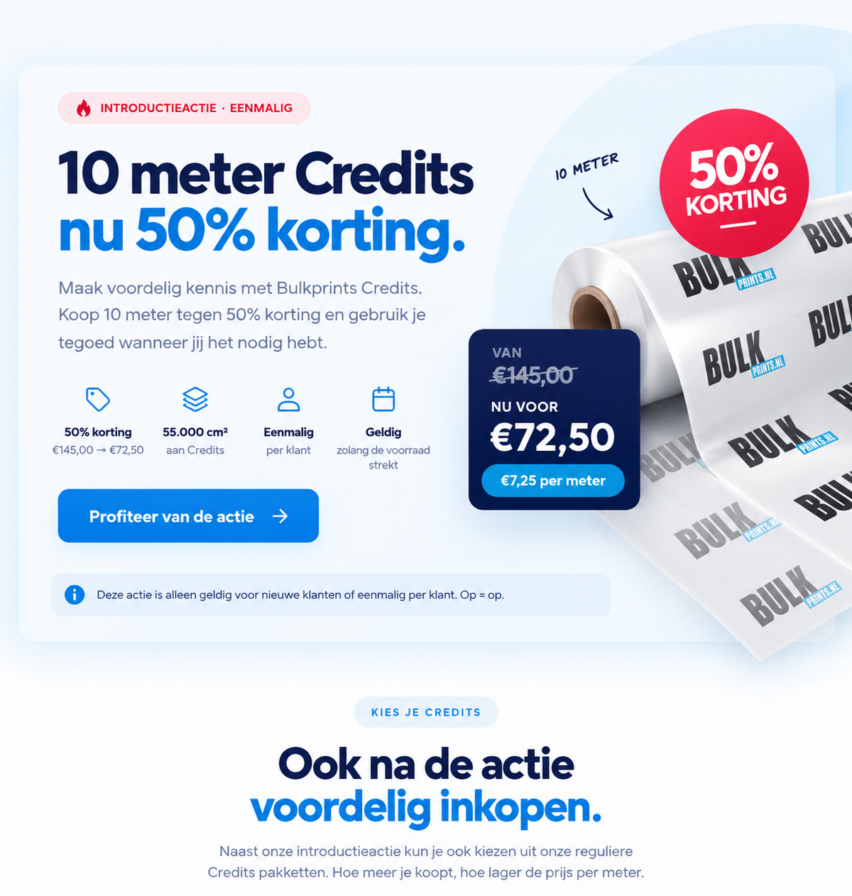 10 Meter Credits – 50% korting op je eerste bestelling